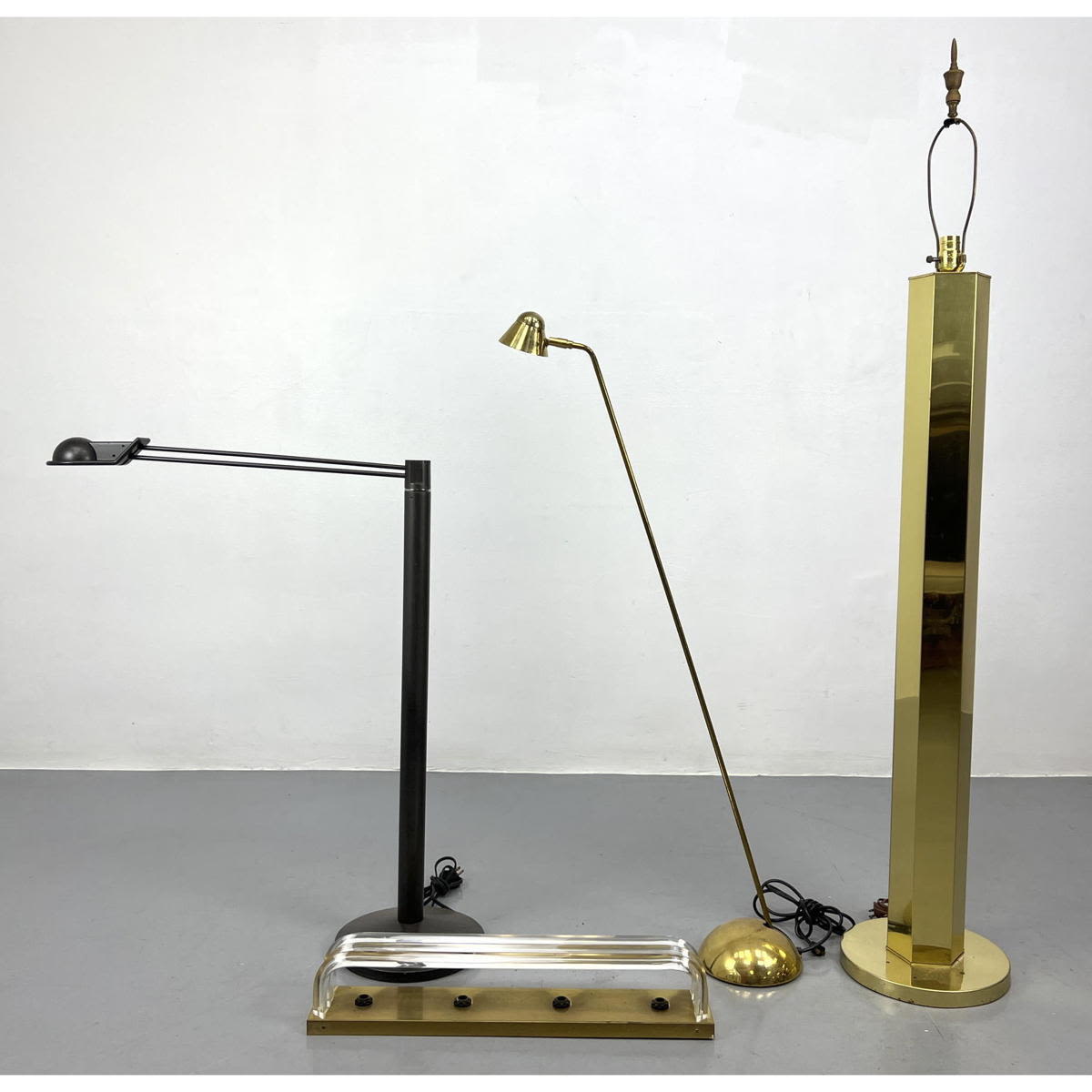 Four 1970s lamps. 3 Floor lamps and