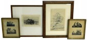 FOUR 19TH C. ARTWORKS FRAMED U