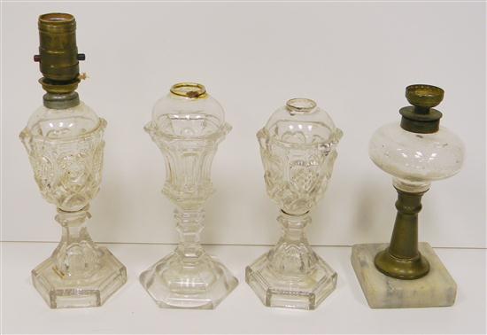 Four 19th C. fluid lamps: a pair of