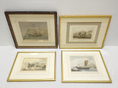 FOUR 19TH C HAND COLORED ENGRA
