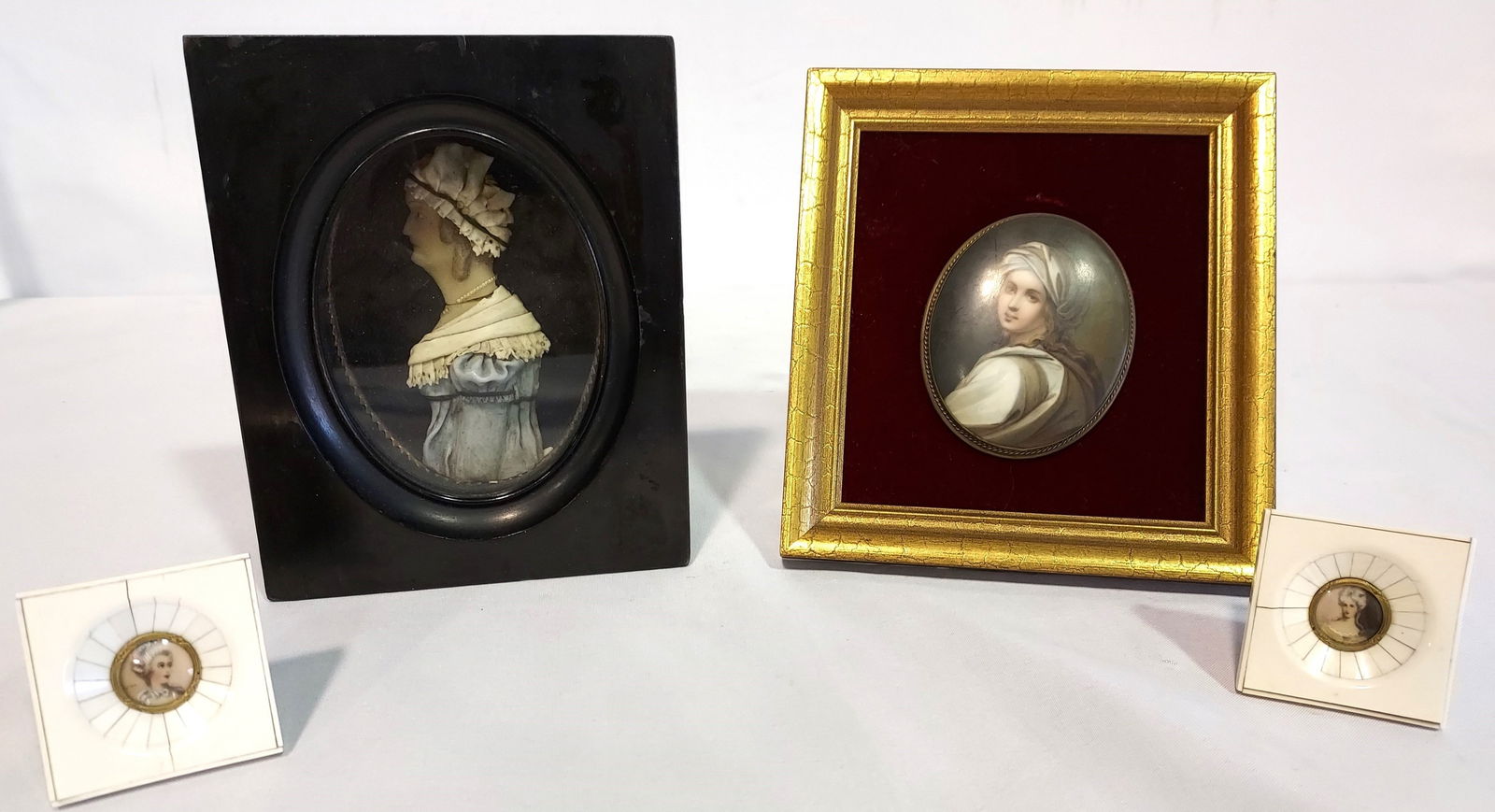 FOUR 19TH C MINI PORTRAITS: WAX,