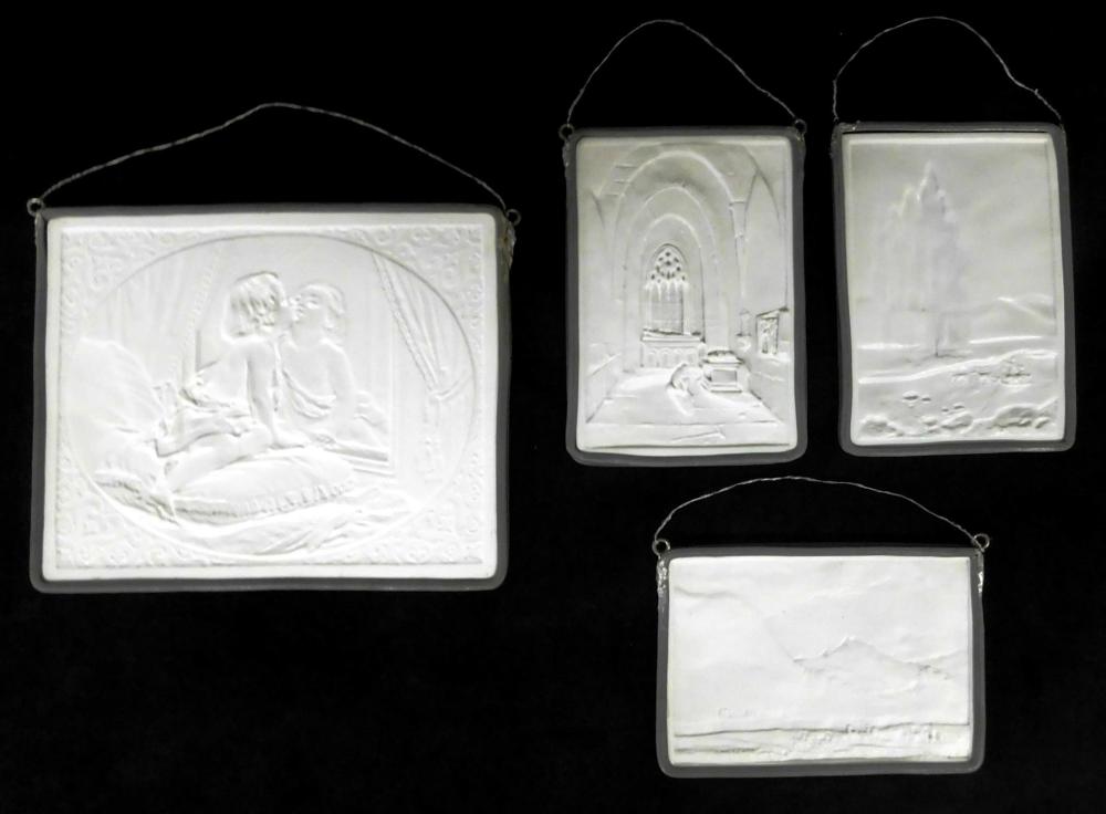 FOUR 19TH C. PORCELAIN LITHOPHANES,
