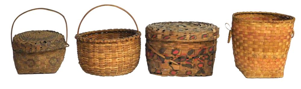 FOUR 19TH C. ROUND WOVEN SPLIT