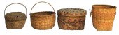 FOUR 19TH C. ROUND WOVEN SPLIT