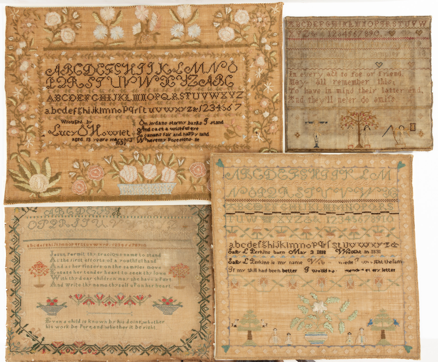 FOUR 19TH CENTURY NEEDLEWORK