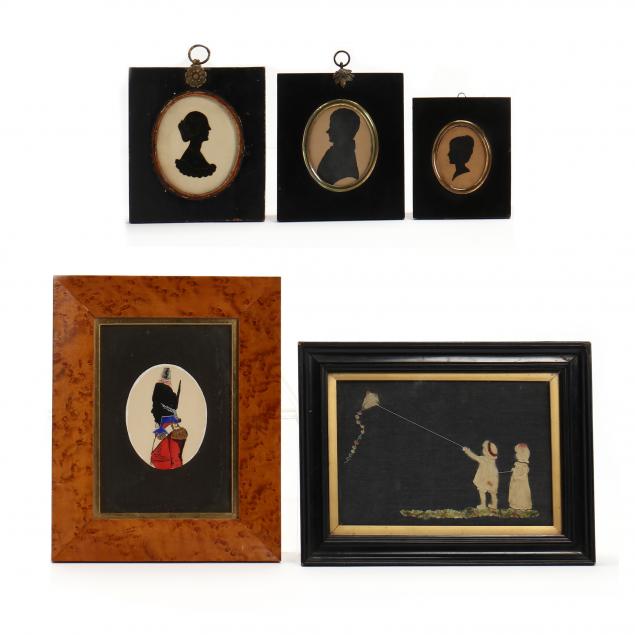 FOUR 19TH CENTURY SILHOUETTES AND