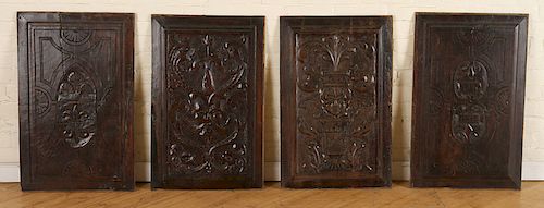 FOUR 19TH CENTURY WOOD CARVINGSA