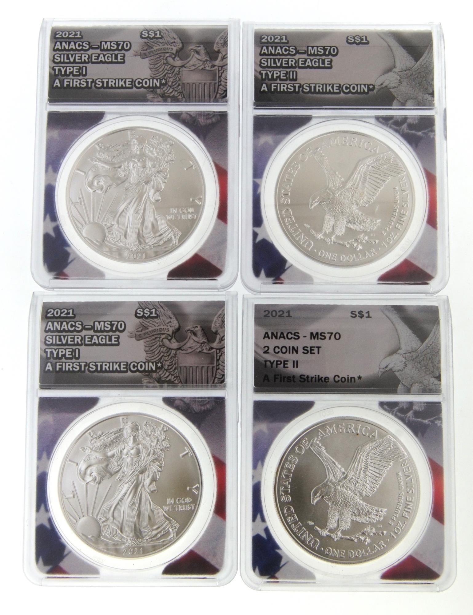 FOUR 2021 ANACS -MS70 SILVER