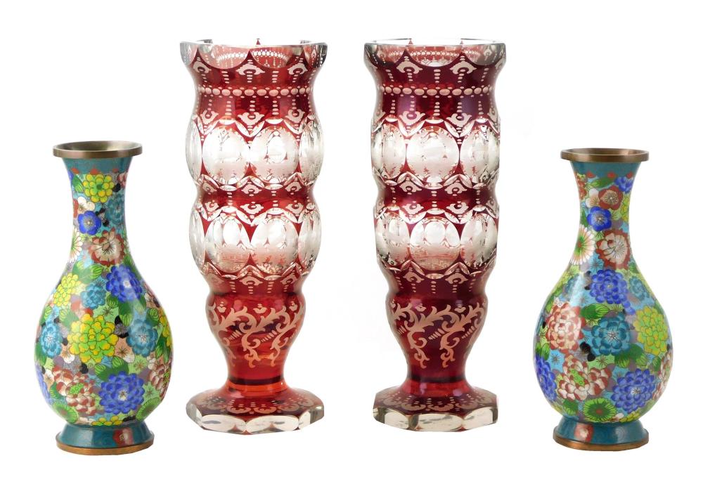 FOUR 20TH C. DECORATIVE VASES: A