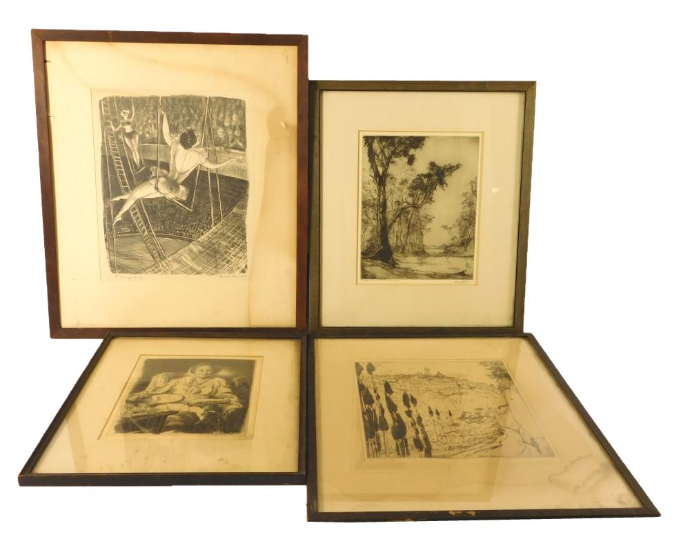 FOUR 20TH C. PRINTS ON PAPER,