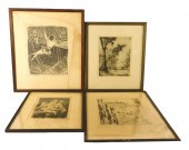 FOUR 20TH C. PRINTS ON PAPER,