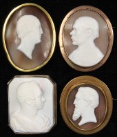 FOUR (4) SHELL CAMEO PORTRAITS