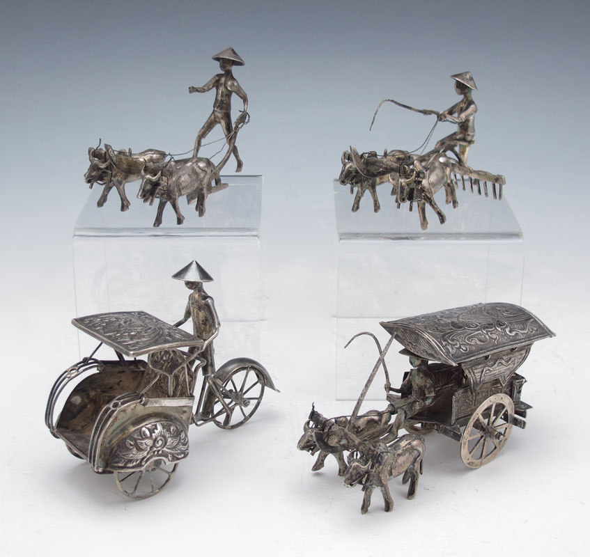 FOUR 800 SILVER ORIENTAL FIGURAL