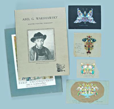 Four Abel Warshawsky oils, ephemera