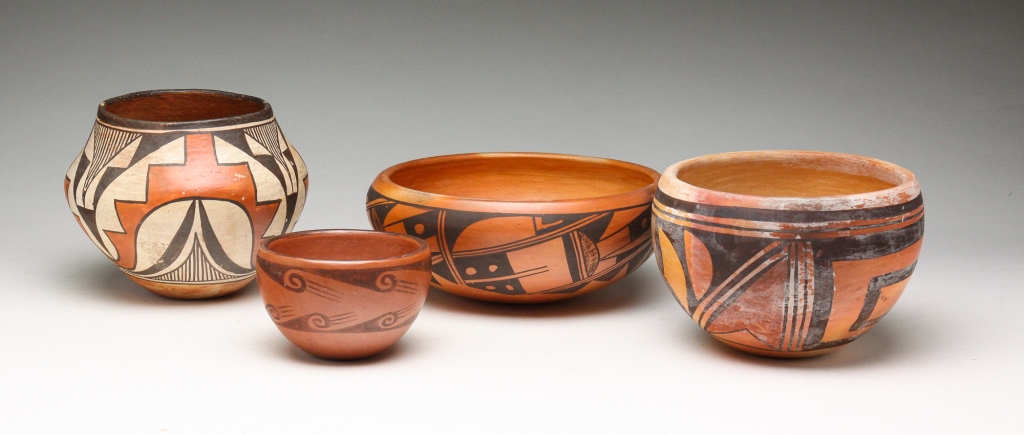 FOUR ACOMA AND HOPI POTTERY