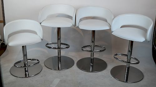 FOUR ADJUSTABLE BAR STOOLS,