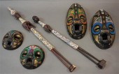FOUR AFRICAN BEADED CARVED WOO