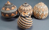 FOUR AFRICAN COILED COVERED BA