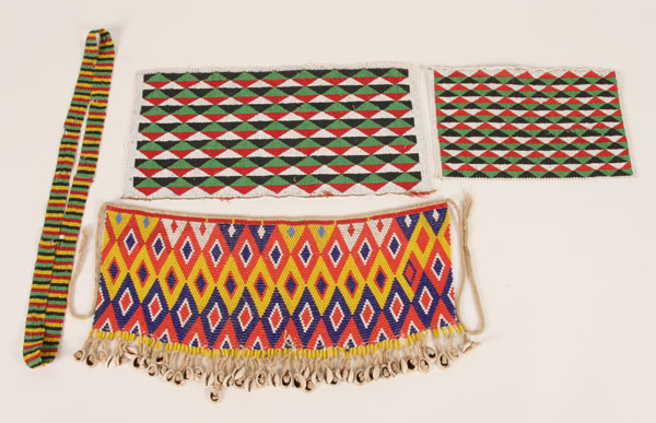 Four African polychrome beaded