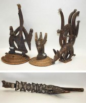 FOUR AFRICAN TRIBAL WOOD HEADC