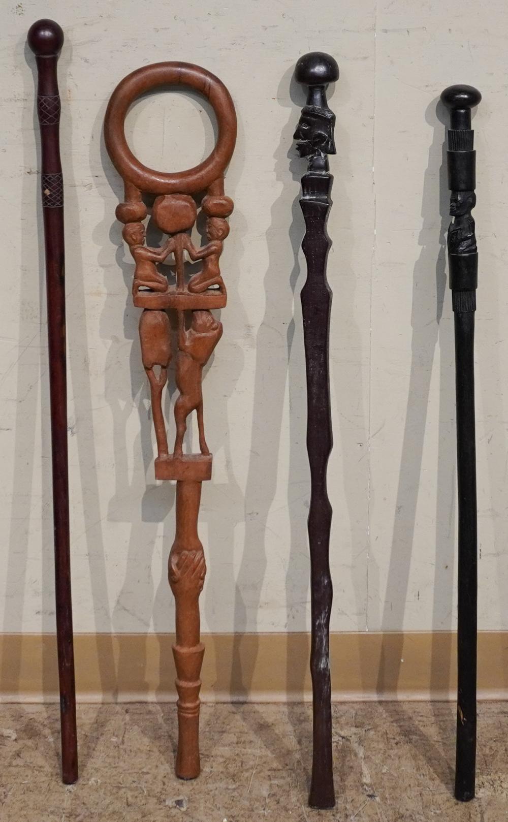 FOUR AFRICAN/OCEANIC STYLE WOOD