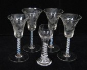 Four air twist wine glasses