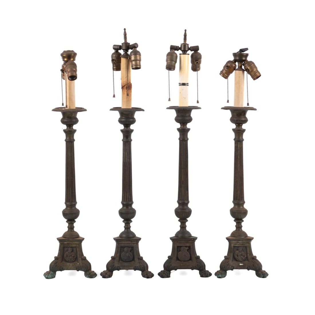 FOUR ALTAR CANDLESTICKS NOW MOUNTED