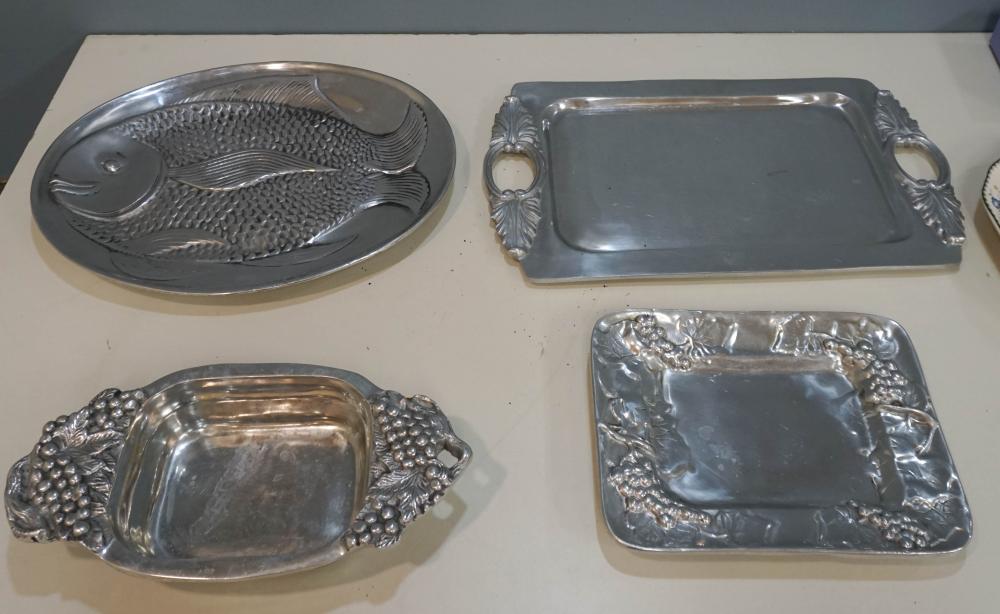 FOUR ALUMINUM SERVING TRAYSFour