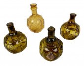 FOUR AMBER GLASS FIRE GRENADES