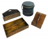 FOUR AMERICAN CARVED WOOD PIEC