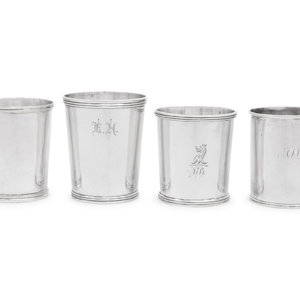 Four American Coin Silver Beakers