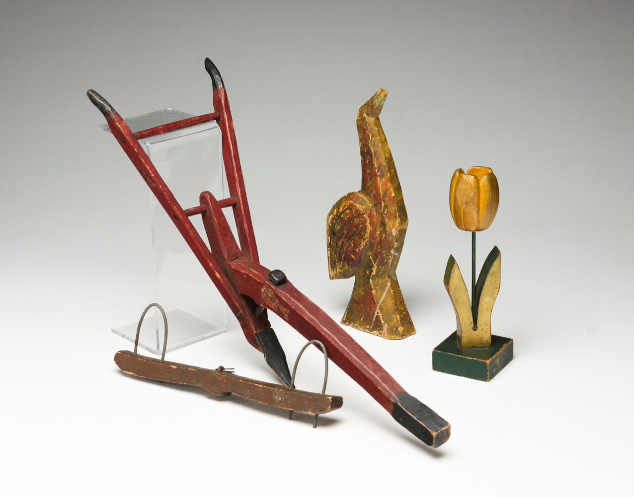 FOUR AMERICAN FOLK ART WOOD