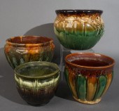 FOUR AMERICAN GLAZED POTTERY J
