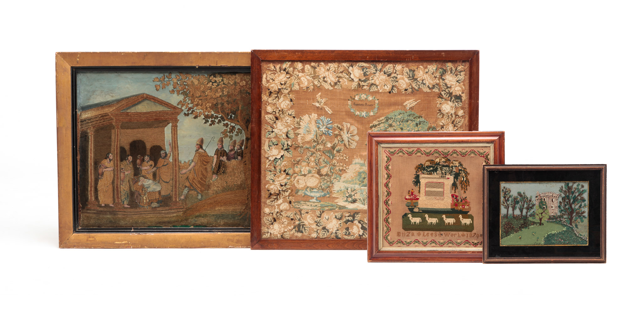FOUR AMERICAN OR ENGLISH NEEDLEWORK