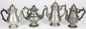 FOUR AMERICAN PEWTER COFFEEPOT