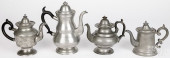 FOUR AMERICAN PEWTER COFFEEPOT