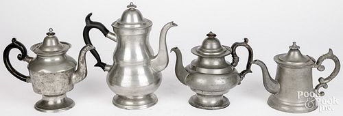 FOUR AMERICAN PEWTER