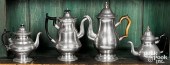 FOUR AMERICAN PEWTER TEA AND C
