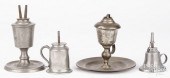 FOUR AMERICAN PEWTER WHALE OIL