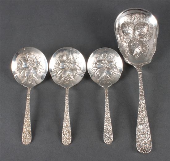 Four American repousse sterling