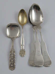 Four American silver spoons