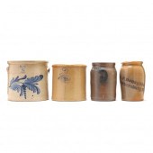 FOUR AMERICAN STONEWARE COBALT