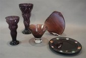 FOUR AMETHYST GLASS TABLE ARTI
