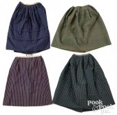 FOUR AMISH PETTICOATS, 19TH C.