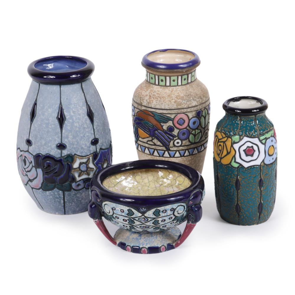 FOUR AMPHORA POTTERY VESSELS WITH