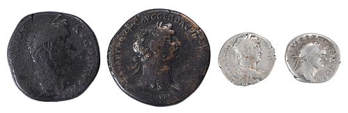 FOUR ANCIENT COINS OF ROMAN