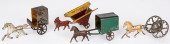 FOUR ANIMAL DRAWN WAGONS, LONG