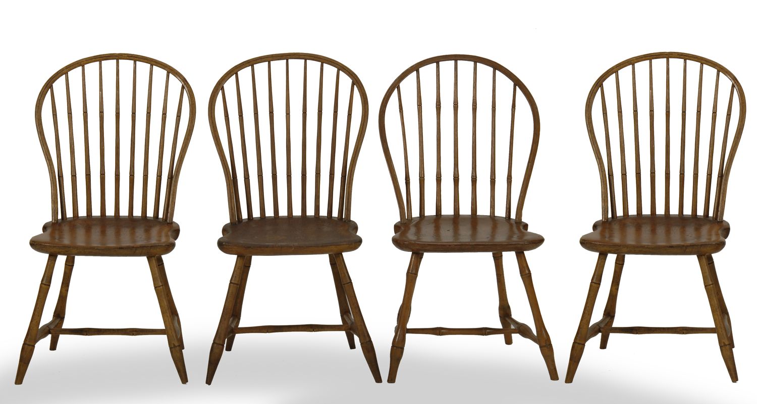FOUR ANTIQUE AMERICAN BOWBACK