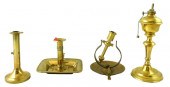 FOUR ANTIQUE BRASS LIGHTING OB