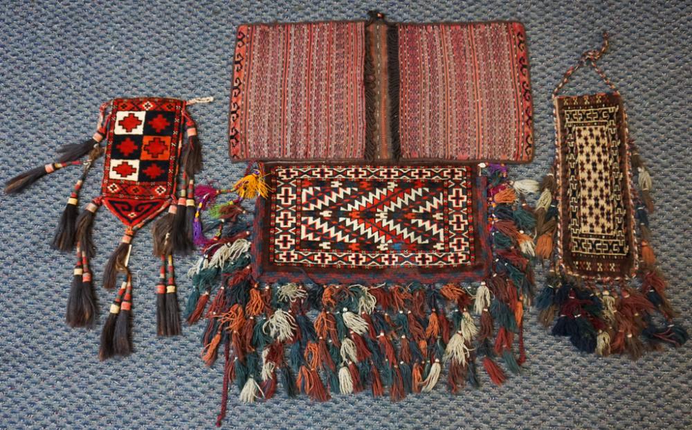 FOUR ANTIQUE CENTRAL ASIAN BAGS,